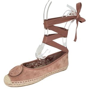 Tory Burch Minnie Leather Tie Up Espadrille Womens Flats Size 8.5M